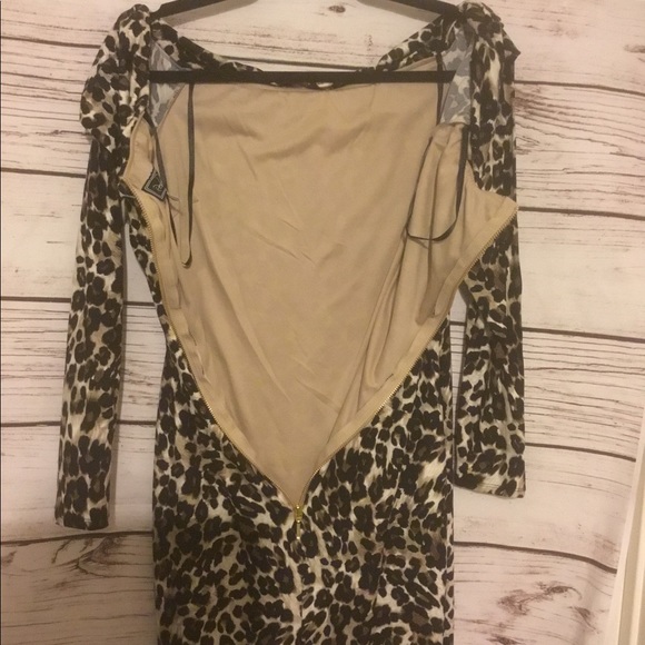 tiger print long sleeve FORM FITTING dress nwt - Picture 2 of 2